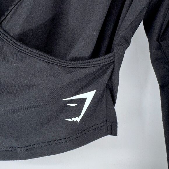 Gymshark Ballet Long Sleeve Wrap Crop Top Black Size L - Picture 2 of 8